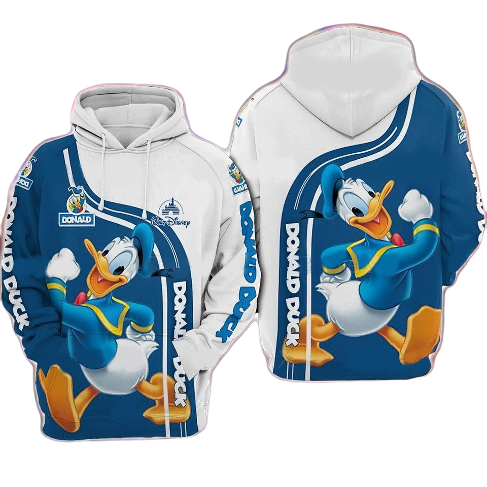 DN Donald Hoodie Donald Duck Walking Walt DN Hoodie White Blue Unisex