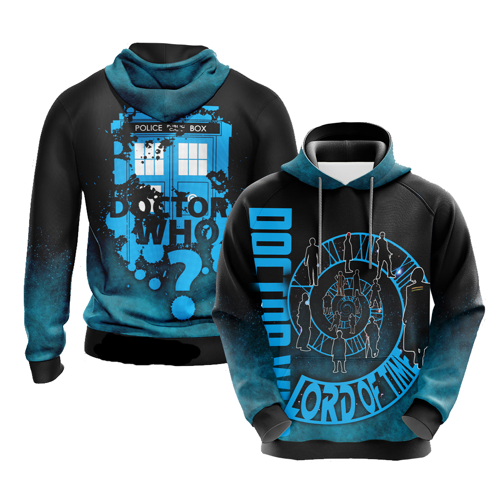 Doctor Who Hoodie Doctor Who Lord Of Time Hoodie Black Blue Unisex