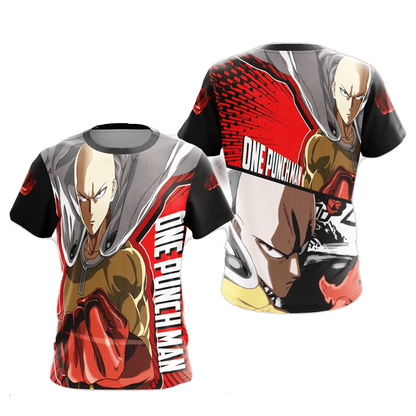 One Punch Man Hoodie One Punch Man Saitama New Look T-shirt Black Red Unisex