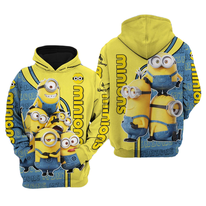 Minion Hoodie Minions Bob Stuart Kevin Hoodie Yellow Blue Unisex