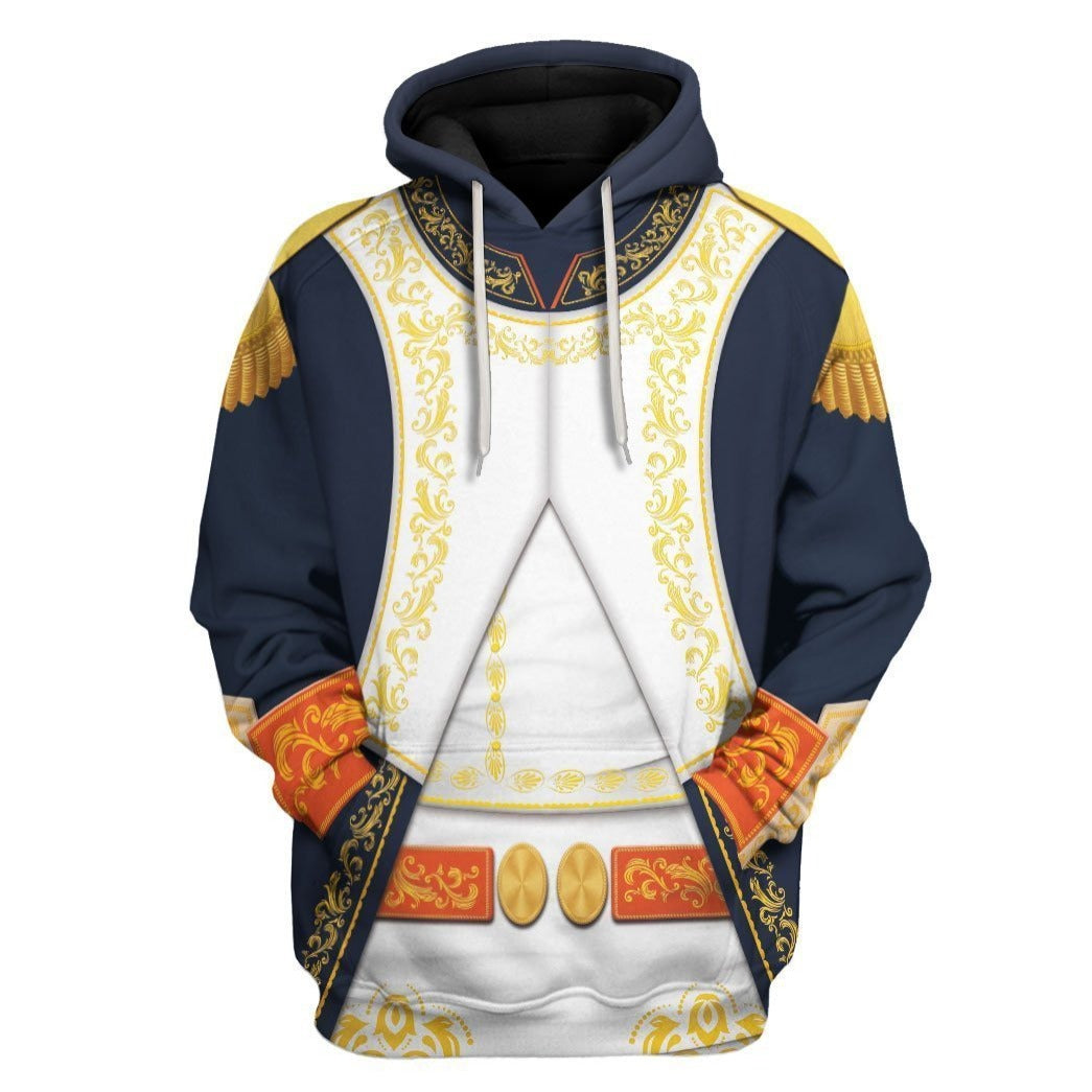  Historical Hoodie Joachim Murat Napoleon Uniform Costume 3d Blue White Hoodie Apparel Full Size Full Print