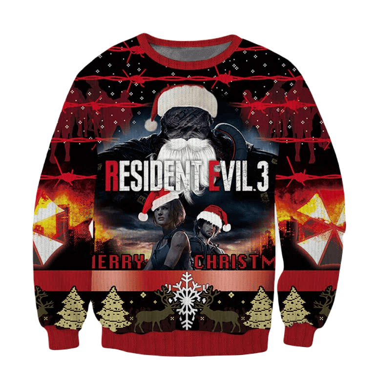 Resident Evil Sweatshirt Resident Evil 3 Merry Christmas Sweatshirt Colorful Unisex