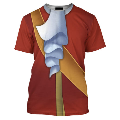 DN T-shirt Captain Hook Villain Costume T-shirt Red Unisex Adults New Release