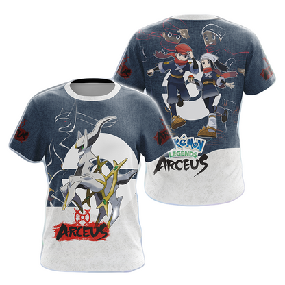 PKM Hoodie Pokémon Legends Arceus Characters T-shirt White Blue Unisex