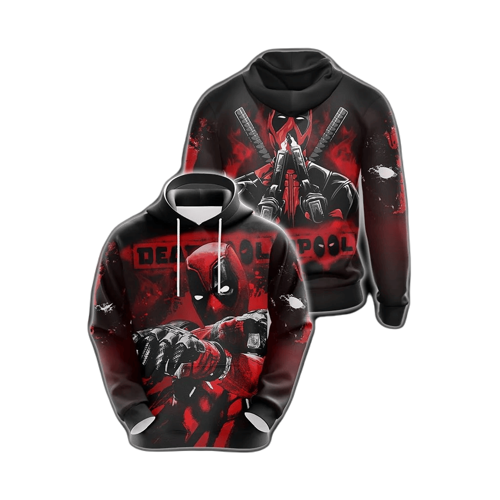 Deadpool Hoodie Deadpool New Unisex 3D Hoodie Hoodie Black Red Unisex