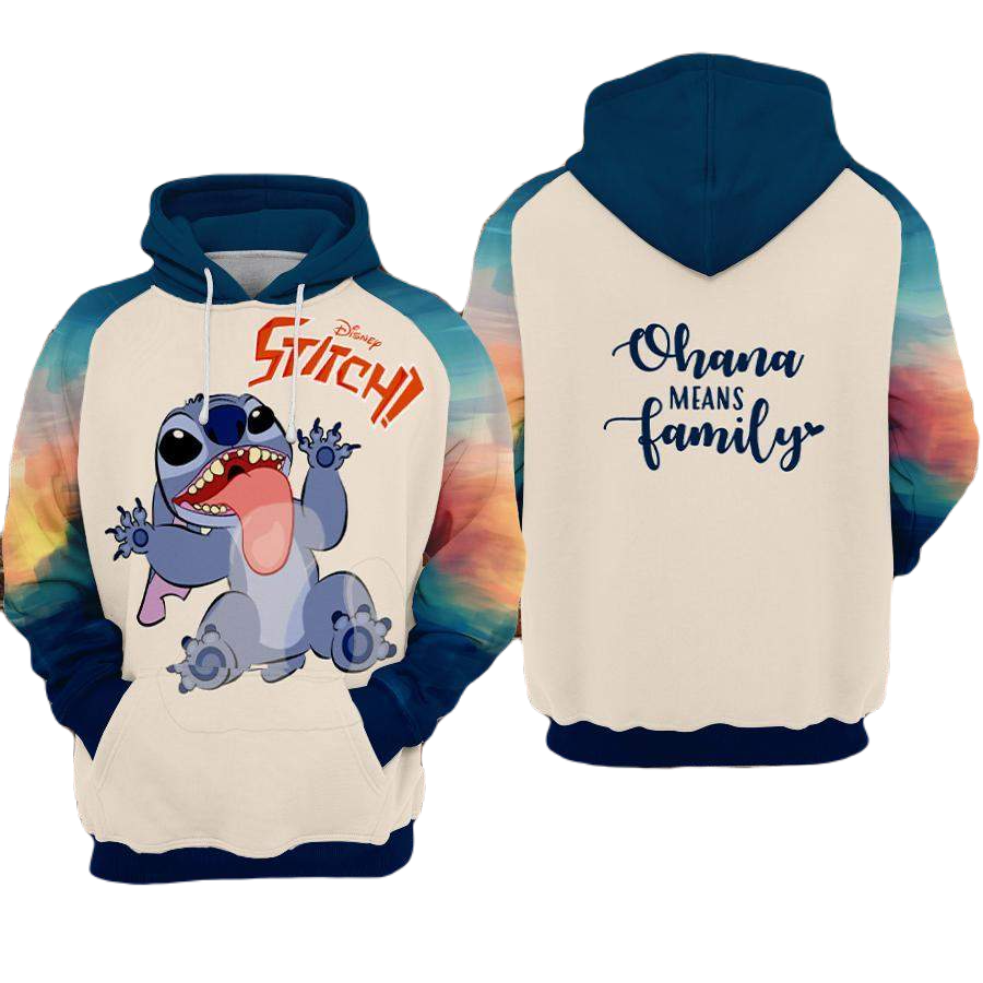 Stitch Hoodie Stitch Graphic Ohana Means Family Hoodie Colorful Unisex