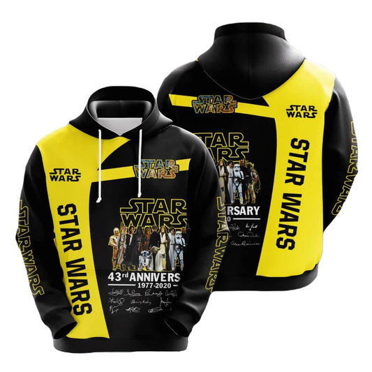 SW Hoodie SW Anniversary Character Hoodie Black Yellow Unisex