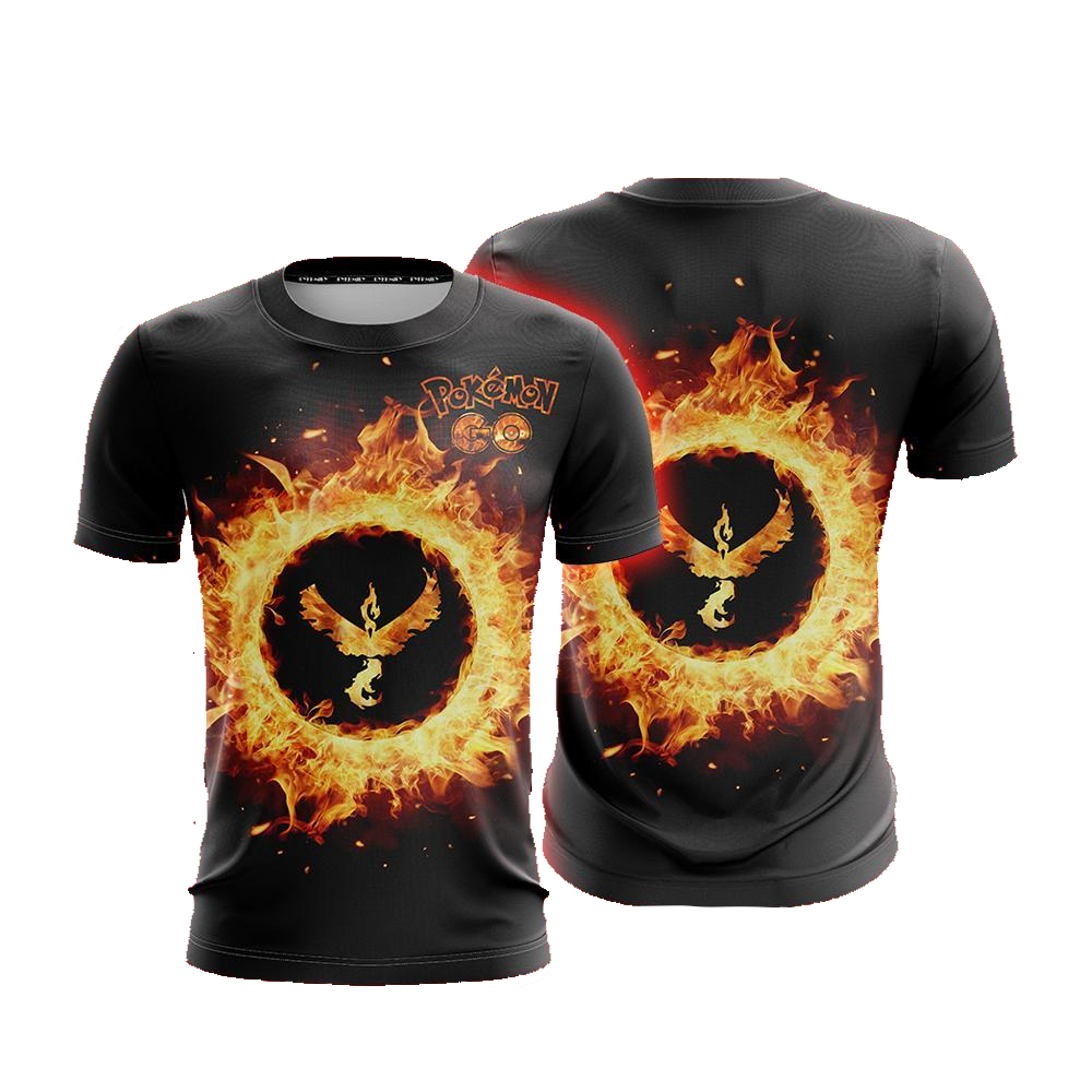 PKM T-shirt Moltres Fire Pokemon Go T-shirt Black Unisex