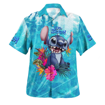 Stitch Hawaii Shirt Lilo And Stitch Ocean Aloha Shirt Blue Unisex Adults New Release