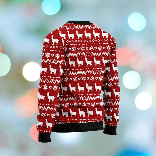 Llama Christmas Ugly Sweater Three Llamas Singing Christmas Red Sweater