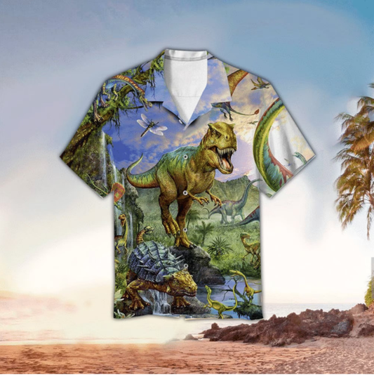 Unifinz Jurassic Park Hawaiian Shirt Jurassic T-rex Dinosaur Vintage Hawaii Shirt Jurassic Park Aloha Shirt 2023