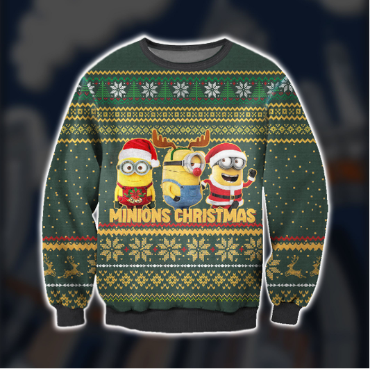 Unifinz Minions Ugly Sweater Stuart Kelvin Bob Minions Christmas Sweater Awesome Minions Sweater 2023