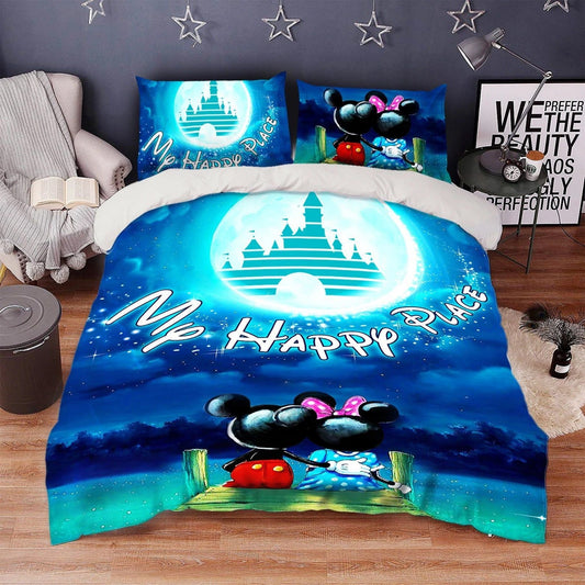 DN Bedding Set MM And Minnie My Happy Place Duvet Covers Blue Unique Gift