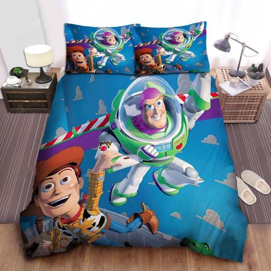 Toy Story Bedding Set DN Buzz Lightyear Woody Flying In Andy Room Duvet Covers Colorful Unique Gift