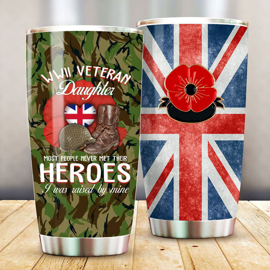 Unifinz Veteran Tumbler Poppy WWII Veteran Daughter Cool Tumbler Cup Veteran Travel Mug Military Tumblers 2022