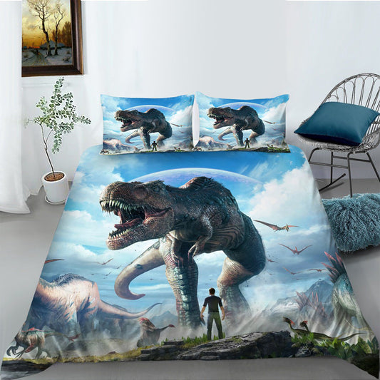 Dinosaur Bedding Set Dinosaur World T-rex Graphic Duvet Covers Blue Unique Gift