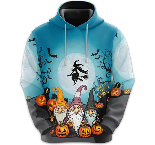 Gnome Hoodie Gnome Halloween With Witch Hoodie Blue Unisex