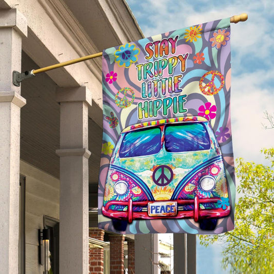  Hippie House Flag Stay Trippy Little Hippie Van Colorful Garden Flag