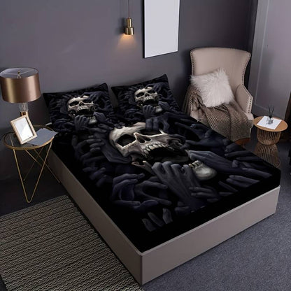 Skull Bedding Set Skull Head Skeleton Hands Duvet Covers Black Unique Gift