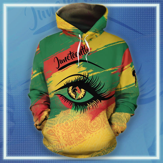 Unifinz Juneteenth Hoodie The Juneteenth Eye Yellow Red Green Hoodie Juneteenth Apparel 2022