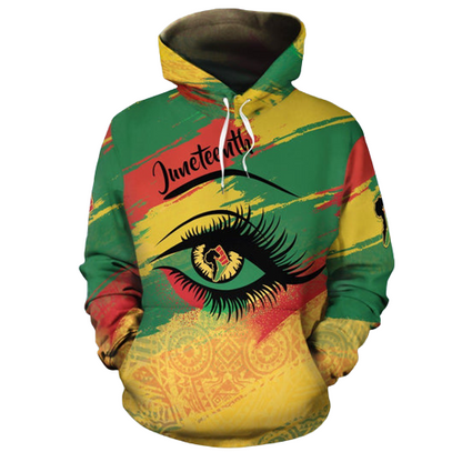 Unifinz Juneteenth Hoodie The Juneteenth Eye Yellow Red Green Hoodie Juneteenth Apparel 2022