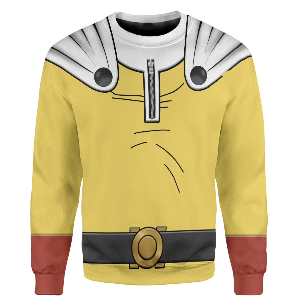 One Punch Man Hoodie Saitama One Punch Man Costume T-shirt Sweatshirt White Yellow Unisex Adults New Release