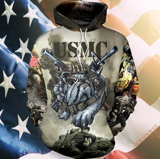 Unifinz USMC Veteran Hoodie Shirt USMC Marine Bulldog Semper Fi 3D Hoodie USMC Hoodie Apparel 2022