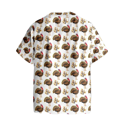 Thanksgiving Hawaii Shirt Autumn Cute Turkey Birds Aloha Shirt White Unisex