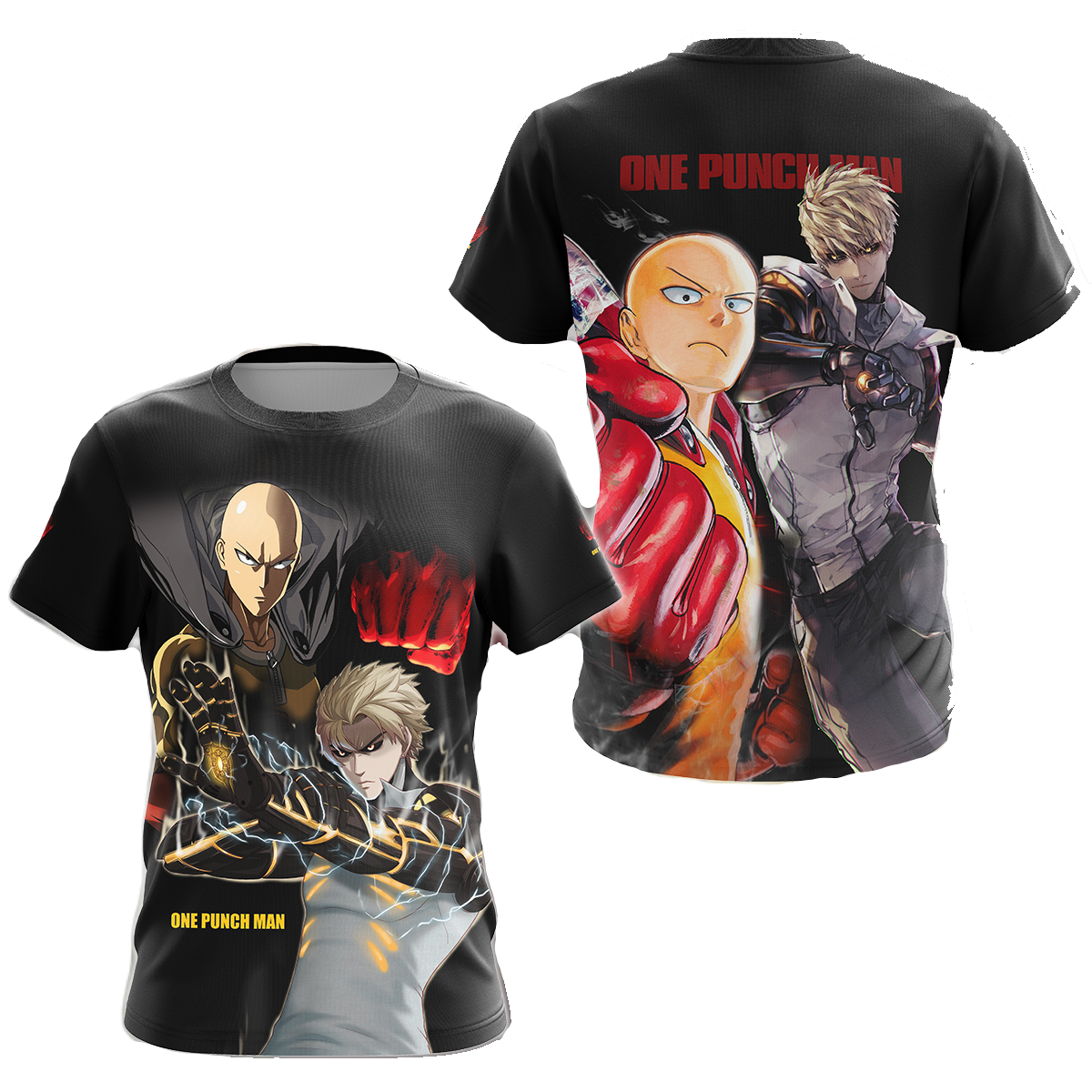 One Punch Man Hoodie One Punch Man Saitama And Genos T-shirt Black Unisex