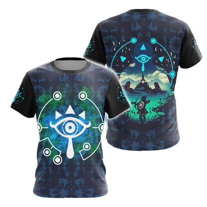 The Legend Of Zelda Hoodie Sheikah Eye Link In Nature T-shirt Blue Unisex