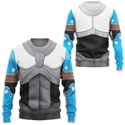 Teen Titan Hoodie Teen Titan Cyborg Cosplay Costume T-shirt Sweatshirt Blue Silver Unisex Adults New Release