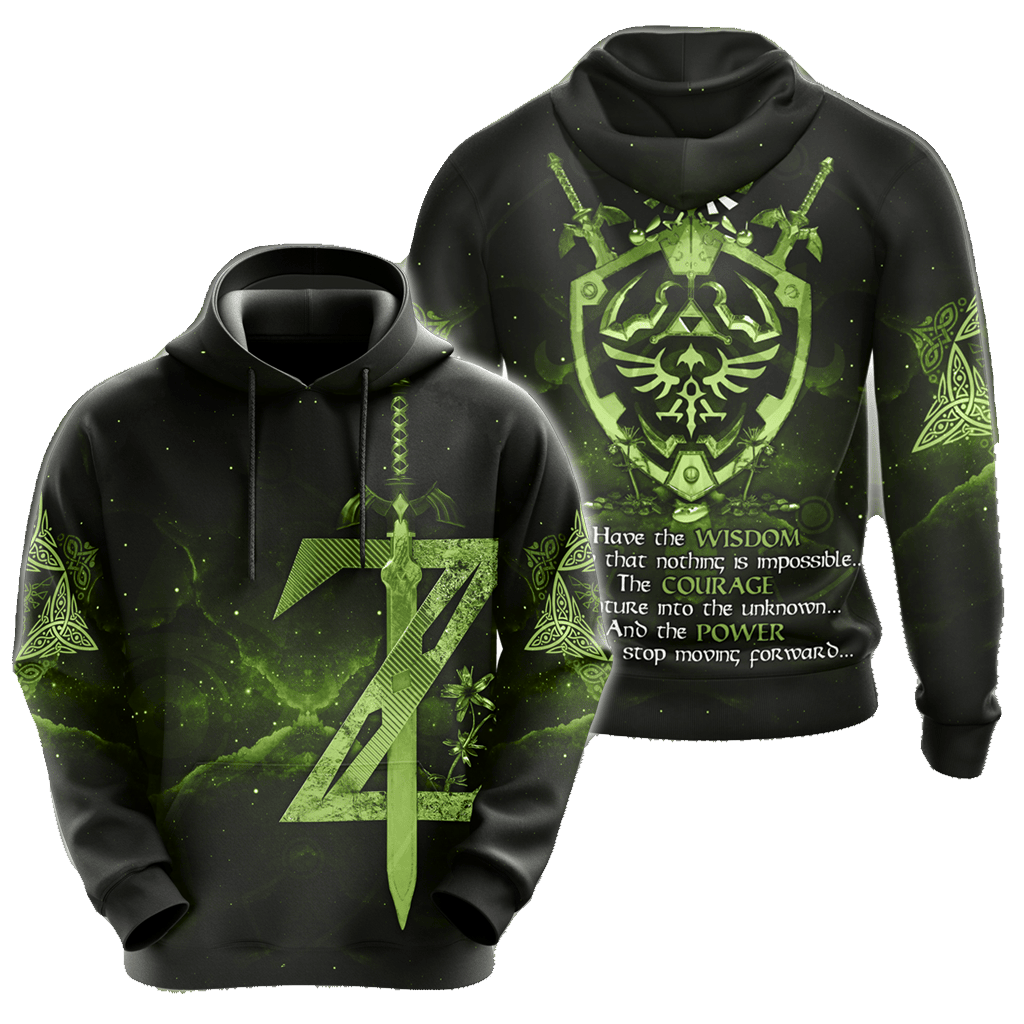 The Legend Of Zelda Hoodie Have The Wisdom To Know That Nothing Is Impossible T-shirt Black Green Unisex