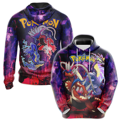 PKM Hoodie Pokemon Scarlet And Violet Graphic T-shirt Blue Red Unisex