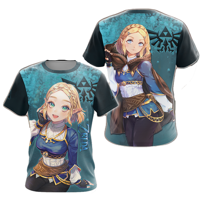 The Legend Of Zelda Hoodie Princess Zelda Graphic T-shirt Black Blue Unisex