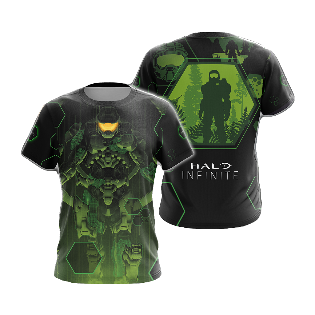 Halo Hoodie Halo Infinite Masterchief Silhouetee T-shirt Black Green Unisex