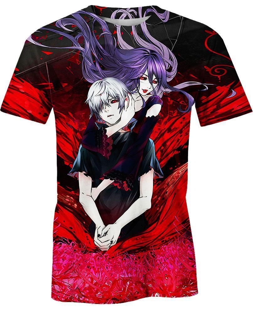 Tokyo Ghoul Shirt Tokyo Ghoul Kaneki Ken And Rize Lycoris Radiata Flower Red Hoodie Anime Hoodie Adult Full Print