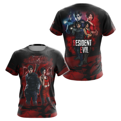 Resident Evil Hoodie Resident Evil Ada Wong And Leon Kennedy T-shirt Black Red Unisex