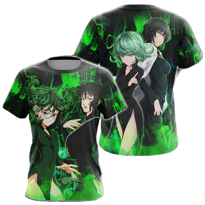 One Punch Man Hoodie One Punch Man Tatsumaki And Fubuki Sister T-shirt Black Green Unisex