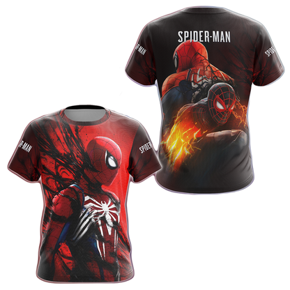 Spiderman Hoodie MV Spiderman Hero And Venom T-shirt Red Unisex