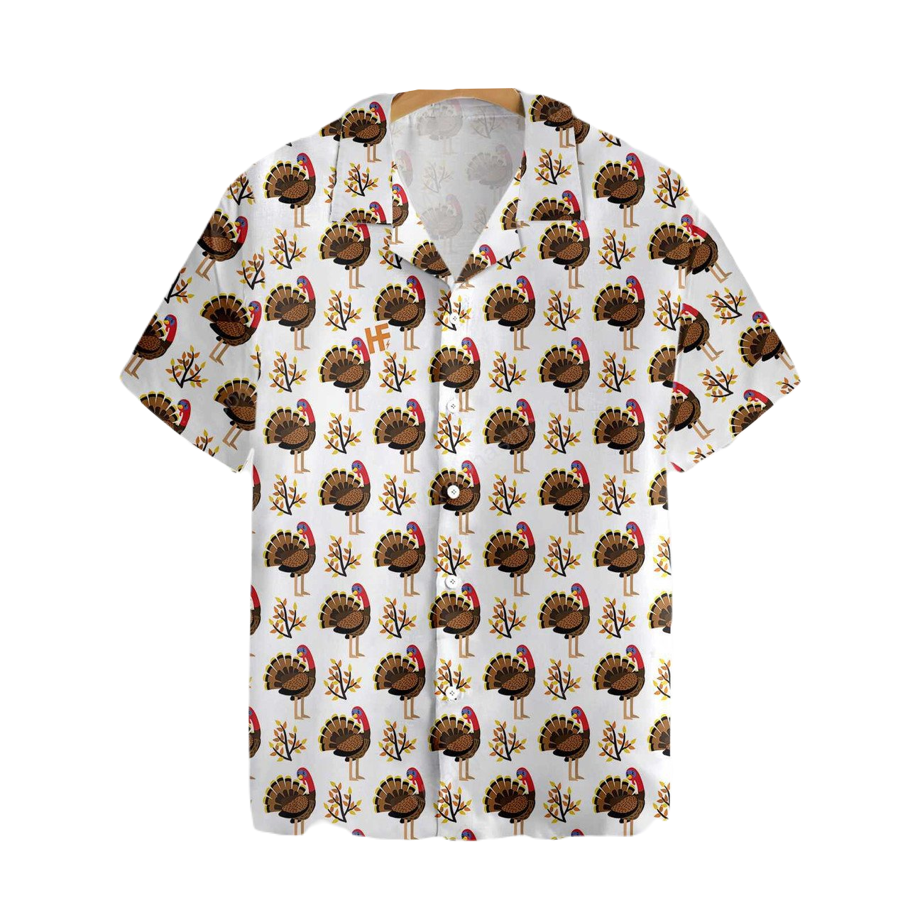 Thanksgiving Hawaii Shirt Autumn Cute Turkey Birds Aloha Shirt White Unisex