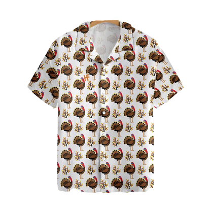 Thanksgiving Hawaii Shirt Autumn Cute Turkey Birds Aloha Shirt White Unisex