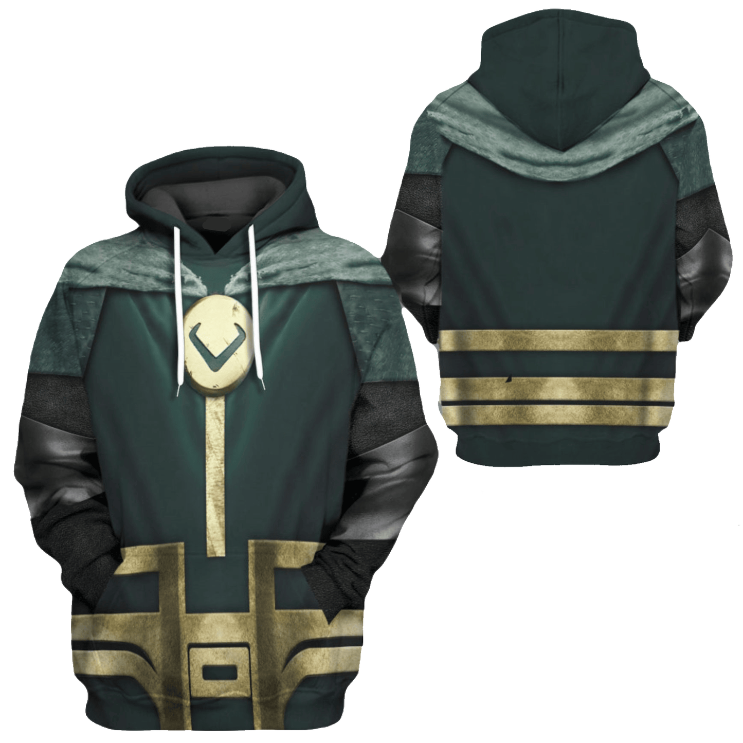 Loki Hoodie Loki Laufeyson Suit Costume T-shirt Green Gold Unisex