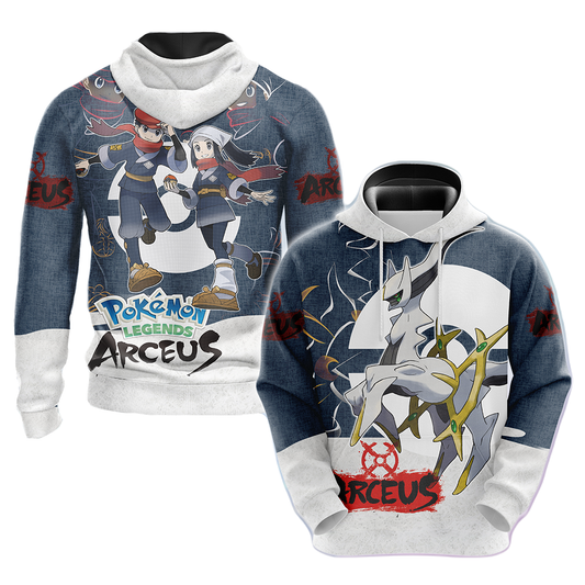 PKM Hoodie Pokémon Legends Arceus Characters T-shirt White Blue Unisex