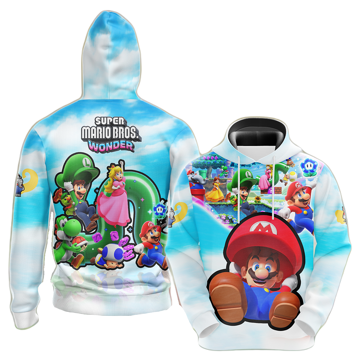 Mario Hoodie Super Mario Bros Wonder Characters T-shirt Colorful Unisex