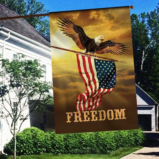 Unifinz 4th Of July Flags Eagle American Flag Freedom 3D Yellow House Flag 4th Of July House Flag Independence Day Celebration House Flag 2022