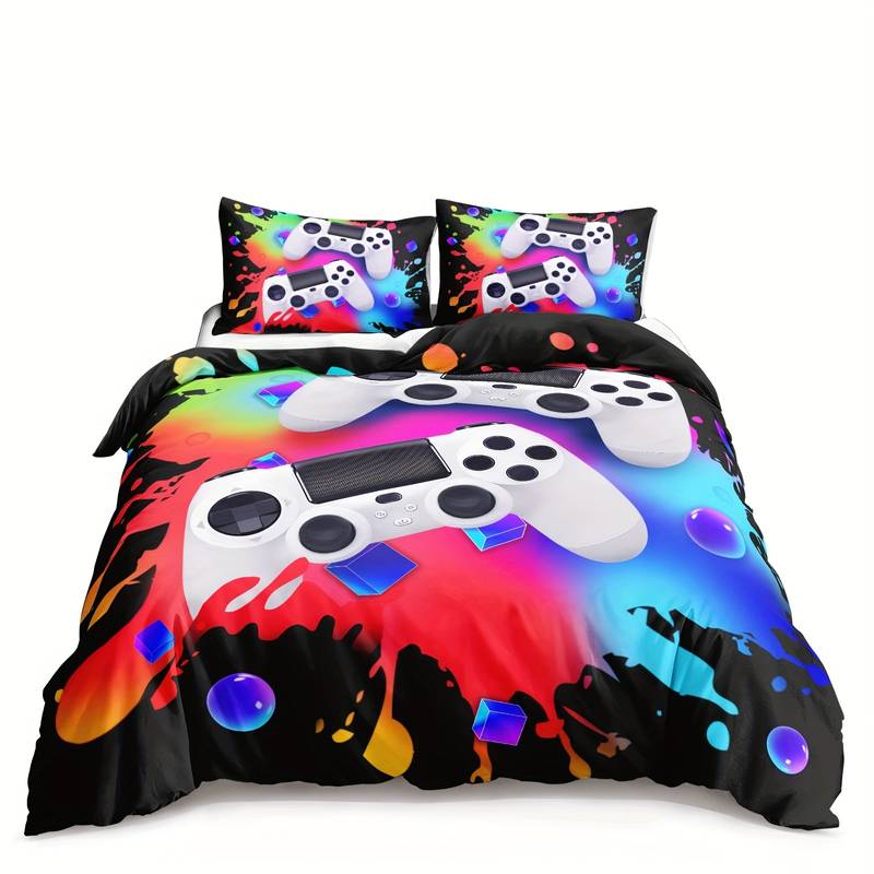 Game Bedding Set Game Controller Watercolor Duvet Covers Colorful Unique Gift