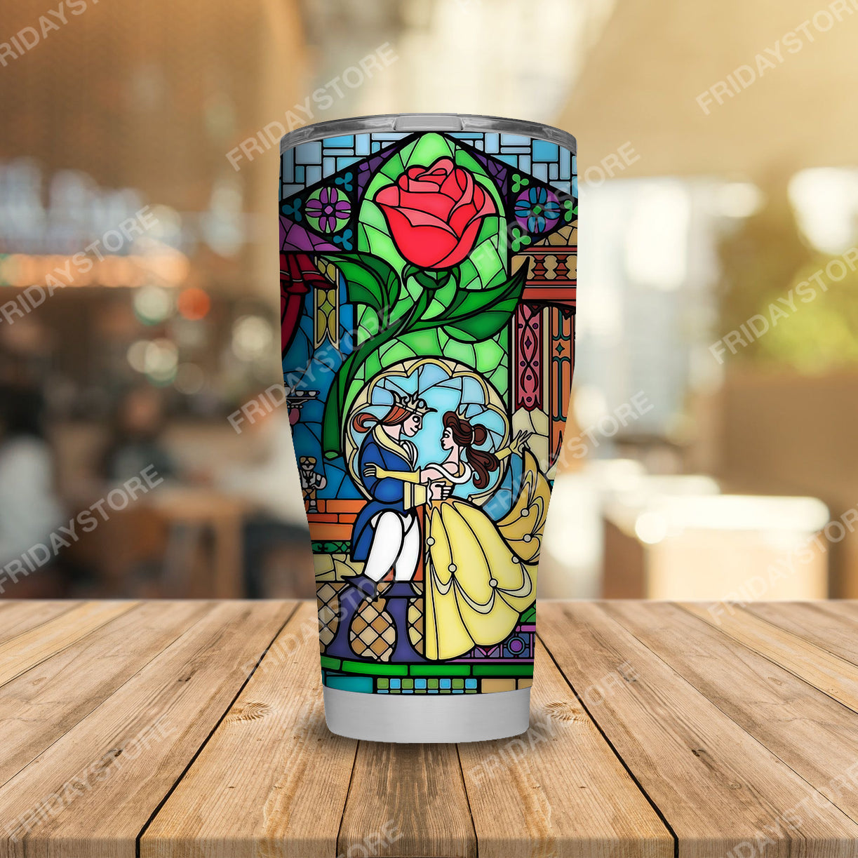 Unifinz DN Tumbler Beauty Princess And The Beast Stained Glass Tumbler Cup DN Beauty And The Beast Travel Mug 20oz 30oz 2026