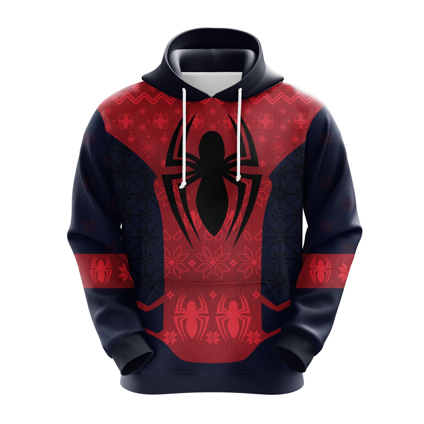 Spider Man Christmas Hoodie Spider Christmas Patterns Black Red Hoodie