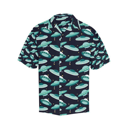 Unifinz UFO Hawaiian Shirt Green UFO Pattern Black Hawaii Aloha Shirt 2022