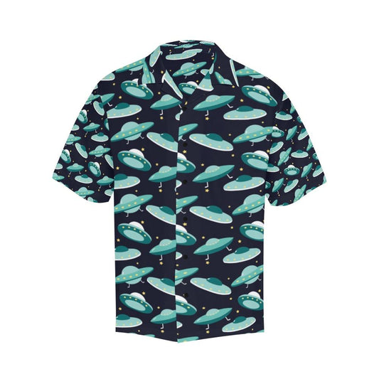 Unifinz UFO Hawaiian Shirt Green UFO Pattern Black Hawaii Aloha Shirt 2022